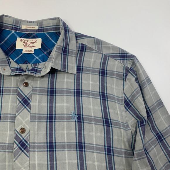 Original Penguin Shirt Mens XL Extra Large Plaid Cotton Blend Classic Fit - Picture 3 of 10